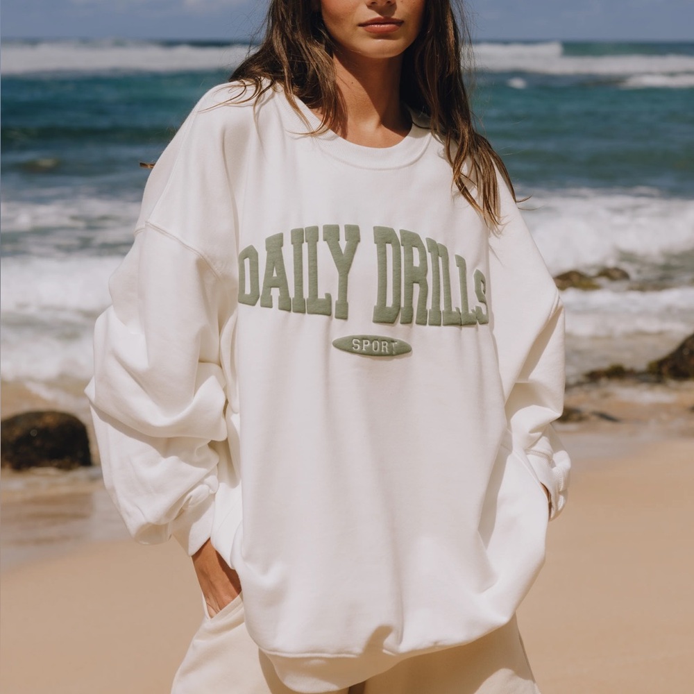 Daily Drills White Sport Crewneck